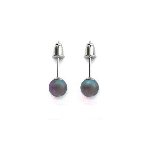 Grey | .925 Sterling Silver | Mermaid Glass Mini Stud Earrings